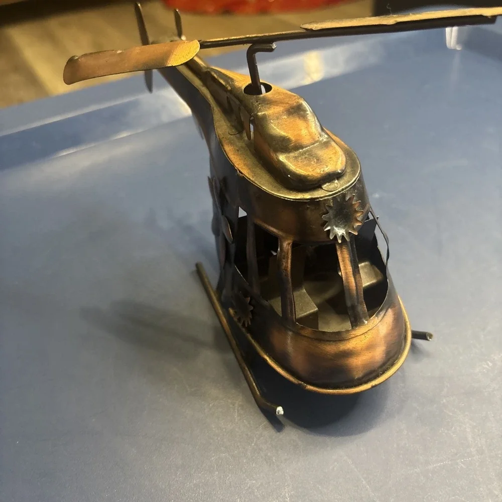 Metal Helicopter Sculpture Aviation Decor Desk Shelf Display 7